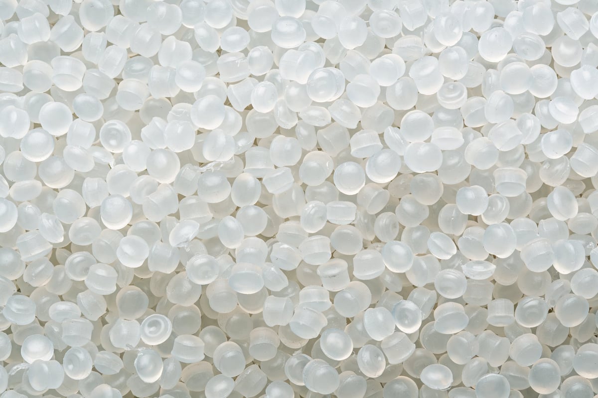 Translucent polymer pellets filling the frame