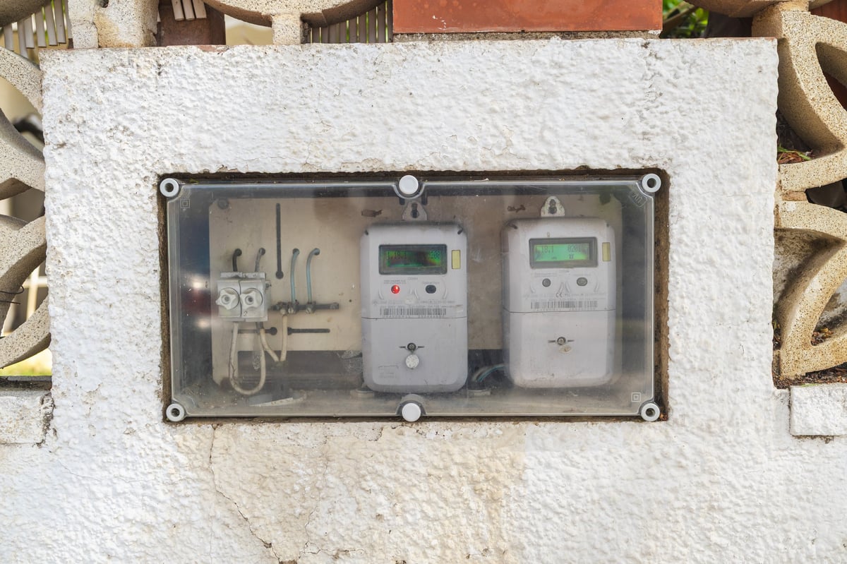Utility and service plant room with meters, pipework and control equipment